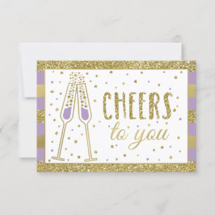 Brunch & Bubbly Shower Thank You Card Faux Glitter