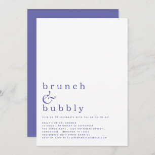 Brunch Bubbly Simple Blue Bridal Shower Invitation