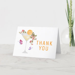 Brunch Bubbly Spring Floral Champagne Baby Shower  Thank You Card