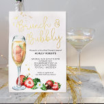 Brunch Bubbly Strawberry Champagne Bridal Shower<br><div class="desc">Brunch & Bubbly Bridal Shower Invitation with gold foil - perfect for a brunch or summer garden tea party. The design features a watercolor illustrations of strawberries, a glass of champagne and elegant gold hand lettering. The template is set up ready for you to personalise all of the invitation details...</div>