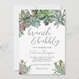 Brunch & Bubbly Succulent Bridal Shower Invitation