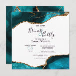 Brunch Bubbly Teal Gold Glitter Agate Shower Invitation<br><div class="desc">This elegant abstract teal blue and gold brunch and bubbly bridal shower invitation features a teal blue agate with gold glitter and trendy hand lettered script. Easy to customise with your own bridal shower information. This is perfect for the summer, spring, fall, or winter wedding. Back features the same beautiful...</div>