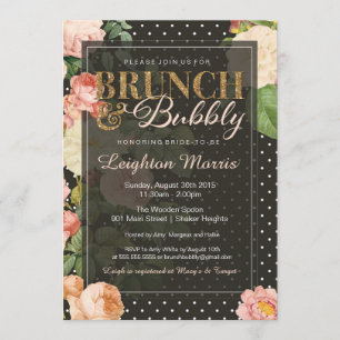 Brunch & Bubbly Vintage Dots Bridal Shower Invitation