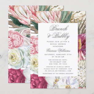 Brunch & Bubbly Watercolor Floral Bridal Shower Invitation
