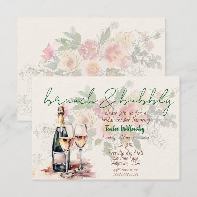 Brunch & Bubbly Wedding Shower Invitation (Front/Back)