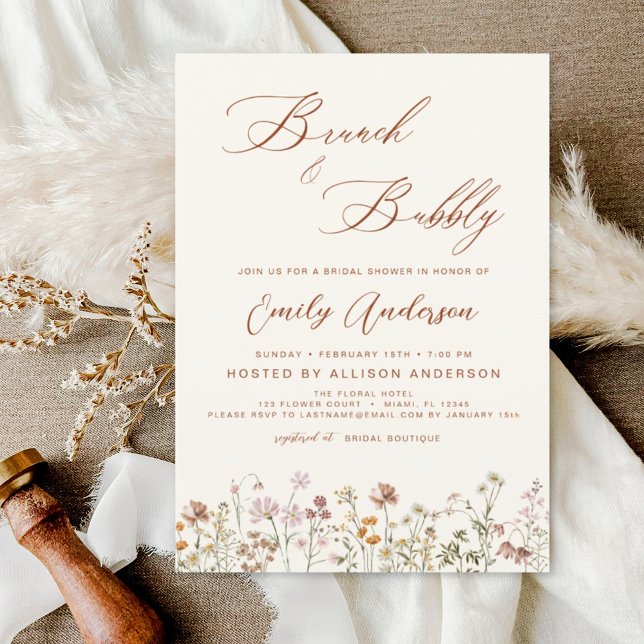 Brunch Bubbly Wildflower Bridal Shower Invitation (Creator Uploaded)