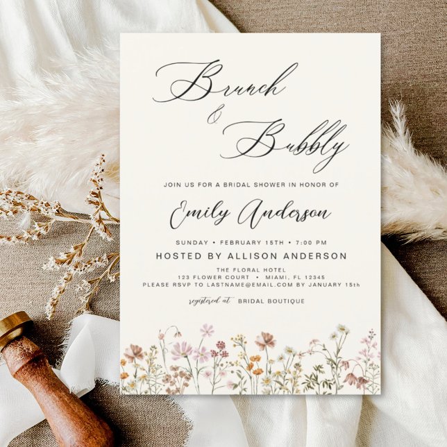Brunch Bubbly Wildflower Bridal Shower Invitation (Creator Uploaded)