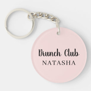 Brunch Club Pink Personalised Handwritten Script Key Ring