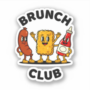 Brunch Club Retro Cartoon Food Fun Design