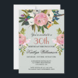 Brunch Elegant Handpainted Floral 30th Birthday  Invitation<br><div class="desc">Start this special 30th birthday brunch celebration in a elegant style with this beautifully hand painted invitation with colorful yet gentle flowers -- leading with blush pink and greenery, yet adding adding interesting other touches of color. All of the text can be personalized for your party including the guest of...</div>