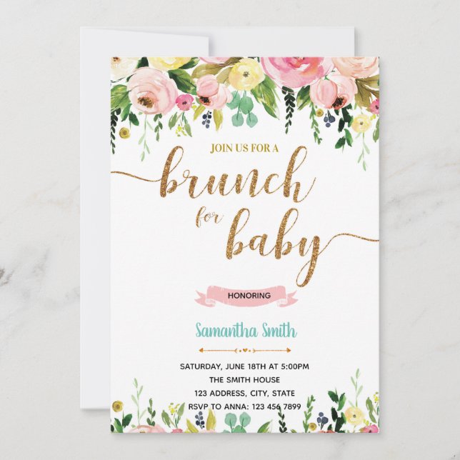 Brunch for baby shower party invitation (Front)
