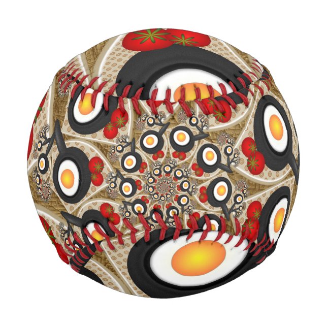 Brunch Fractal Art Funny Food, Tomatoes, Eggs Baseball (Front)