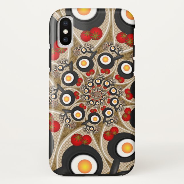 Brunch Fractal Art Funny Food, Tomatoes, Eggs Case-Mate iPhone Case (Back)