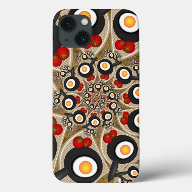 Brunch Fractal Art Funny Food, Tomatoes, Eggs Case-Mate iPhone Case (Back)