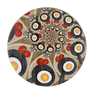 Brunch Fractal Art Funny Food, Tomatoes, Eggs Cutting Board