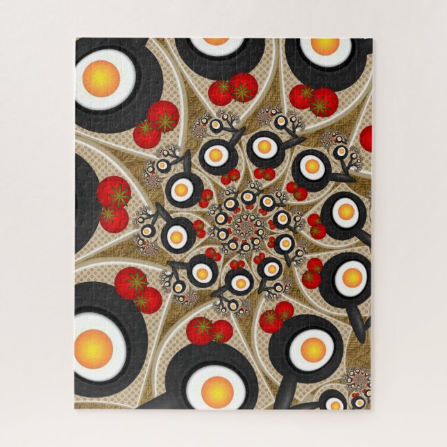 Brunch Fractal Art Funny Food, Tomatoes, Eggs Jigsaw Puzzle (Vertical)