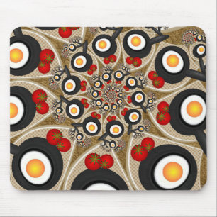Brunch Fractal Art Funny Food, Tomatoes, Eggs Mouse Mat