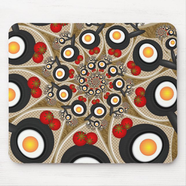 Brunch Fractal Art Funny Food, Tomatoes, Eggs Mouse Mat (Front)