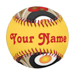 Brunch Fractal Art Funny Food, Tomatoes, Eggs Name Baseball