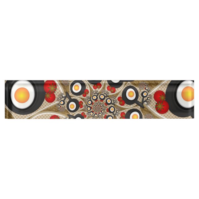 Brunch Fractal Art Funny Food, Tomatoes, Eggs Nameplate (Front)