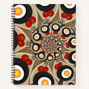 Brunch Fractal Art Funny Food, Tomatoes, Eggs Notebook