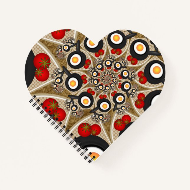 Brunch Fractal Art Funny Food, Tomatoes, Eggs Notebook (Front)