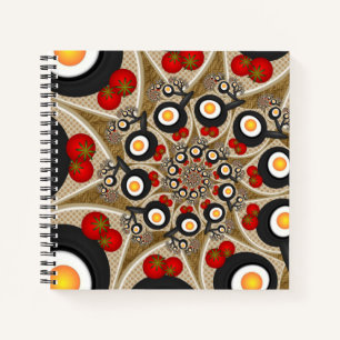 Brunch Fractal Art Funny Food, Tomatoes, Eggs Notebook