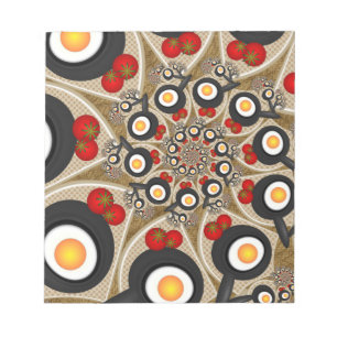 Brunch Fractal Art Funny Food, Tomatoes, Eggs Notepad