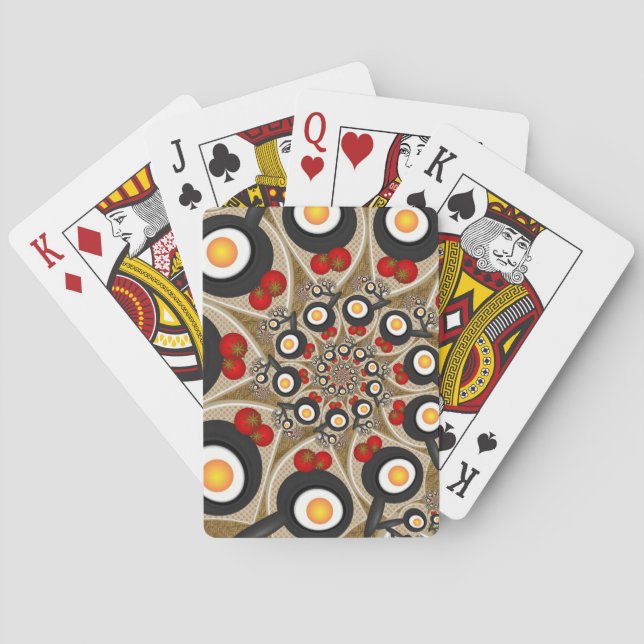 Brunch Fractal Art Funny Food, Tomatoes, Eggs Playing Cards (Back)
