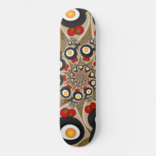 Brunch Fractal Art Funny Food, Tomatoes, Eggs Skateboard