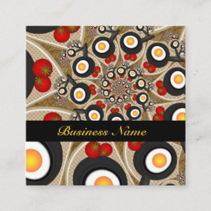 Brunch Fractal Art Funny Food, Tomatoes, Eggs Square Business Card