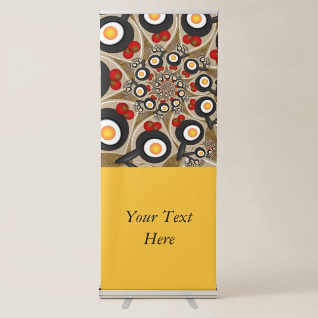 Brunch Fractal Art Funny Food, Tomatoes, Eggs Text Retractable Banner (Front)
