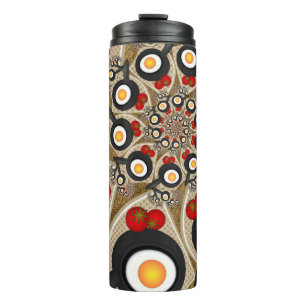 Brunch Fractal Art Funny Food, Tomatoes, Eggs Thermal Tumbler
