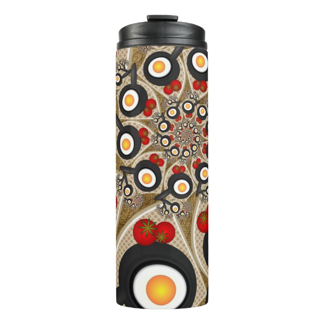 Brunch Fractal Art Funny Food, Tomatoes, Eggs Thermal Tumbler (Front)