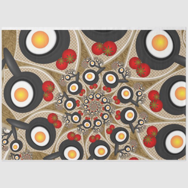 Brunch Fractal Art Funny Food, Tomatoes, Eggs Tissue Paper (Front)