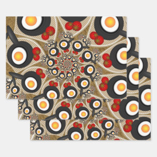 Brunch Fractal Art Funny Food, Tomatoes, Eggs Wrapping Paper Sheet