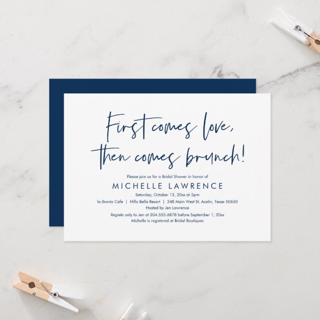 Brunch, Friends, Love, Casual Bridal Shower Invita Invitation (Front/Back In Situ)