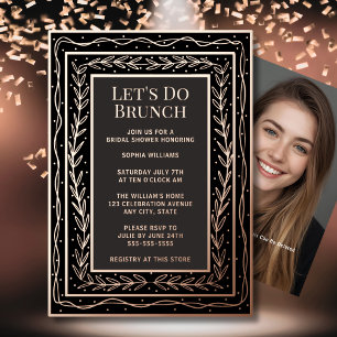 Brunch Invite Bridal Shower Custom Botanical Black