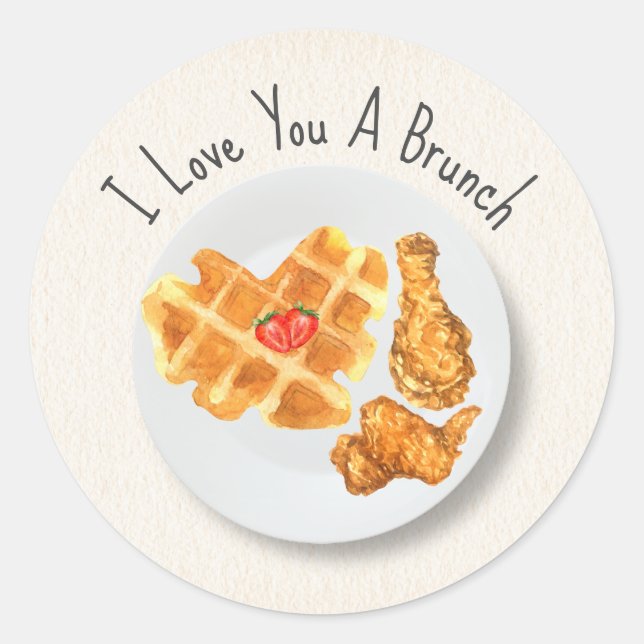 Brunch Love Pun Kids Classroom Valentine  Classic Round Sticker (Front)