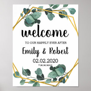 Brunch of watercolor leaf Foliage Wedding Poster