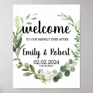 Brunch of watercolor leaf Foliage Wedding Poster