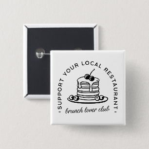 Brunch pancakes lover funny quotes 15 cm square badge