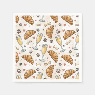Brunch & Paws Napkins - Croissants and Mimosas
