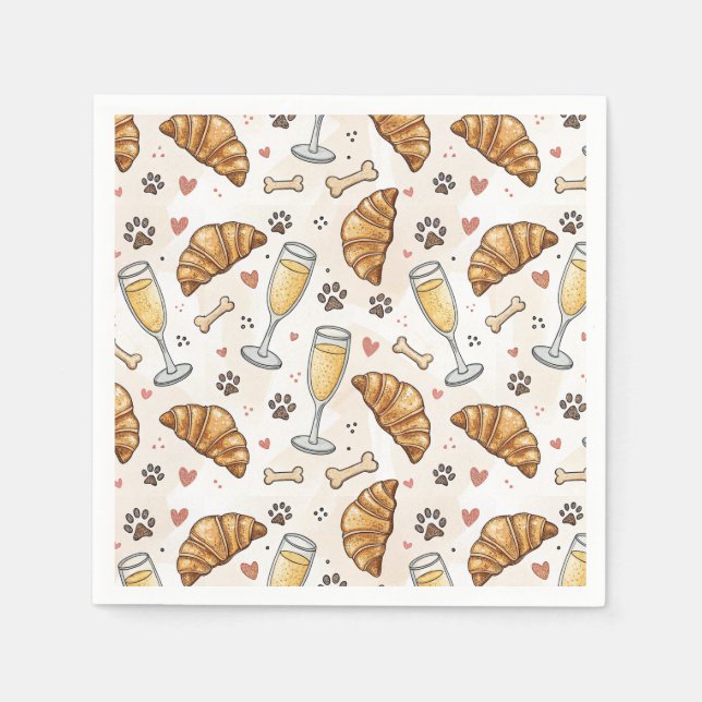 Brunch & Paws Napkins - Croissants and Mimosas (Front)