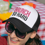 Brunch So Hard Magenta & Black Trucker Hat<br><div class="desc">Brunch so hard! Trucker hat features a fun play on the rap lyric in crisp,  modern block text,  with "Brunch" in deep magenta pink with a slight ombre effect,  and the rest in classic black.</div>