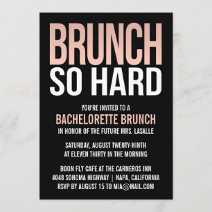 Brunch So Hard Pink Bachelorette Brunch Invitation
