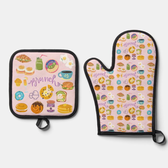 Brunch Squad Oven Mitt & Pot Holder Set (Front)