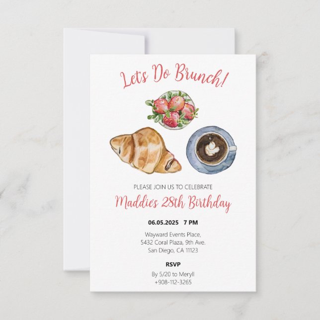 Brunch Themed Birthday Party Invite (Front)