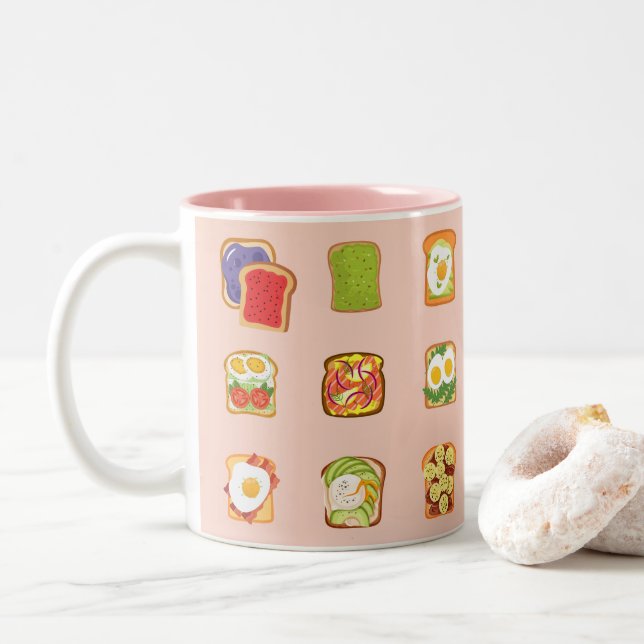 Brunch Toast Two-Tone Coffee Mug (With Donut)