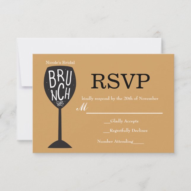 BRUNCH Wine Glass ANY COLOR & EVENT RSVP Card (Front)